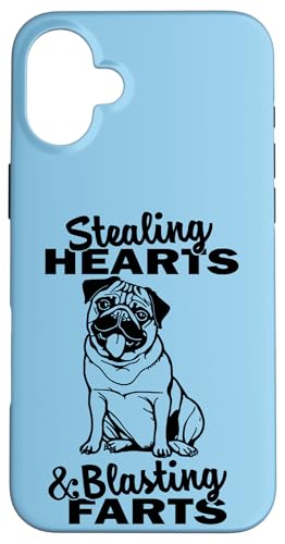 Funny stealing hearts blasting farts pug lover custodia per iphone 16 plus