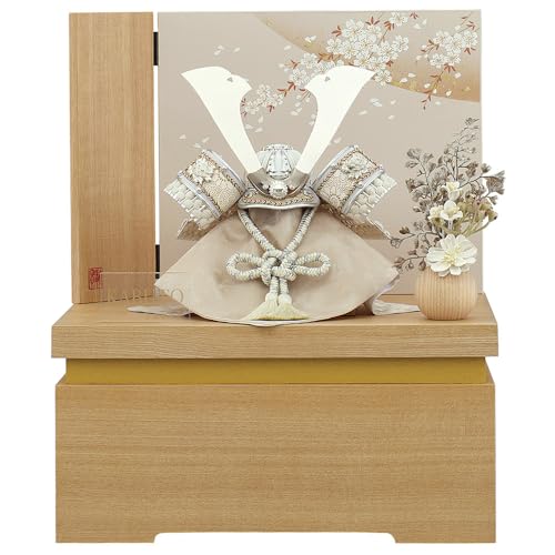 五月人形 お祝い 初節句 コンパクト 兜飾り 収納飾り 7号 白銀中鍬兜 ベージュ 栓木 おしゃれ かっこいい モダン 2025 sn2530-7 陣屋