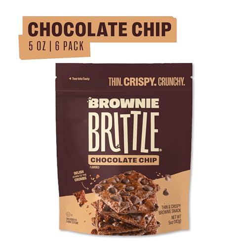 Sheila G's Brownie Brittle Low Calorie, Sweets & Treats Dessert, Healthy Chocolate, Thin Sweet Crispy Snack - Rich Brownie Taste with a Cookie Crunch - Original Chocolate Chip, 5 oz., Pack of 6
