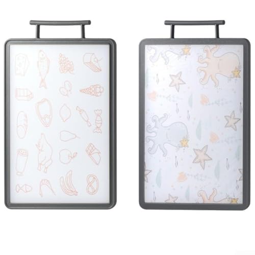 Tabla de cortar de plástico de dibujos animados de doble cara para niños | Tabla de cortar de cocina antideslizante segura con diseños vibrantes | Alfombrillas de preparación de alimentos fáciles de
