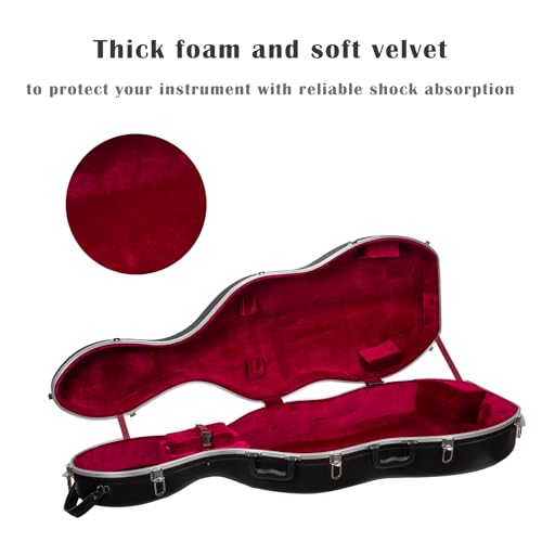 image for Crossrock ABS Hard Cello Case for 4/4 & 3/4 | Matte Black Diamond Text