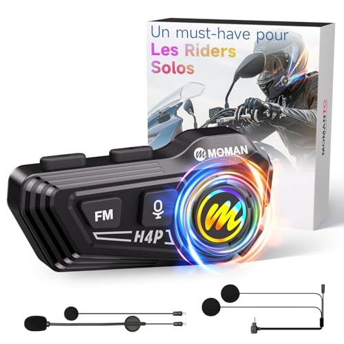 Moman Écouteurs Casque Moto-1000mAh Batterie, RS-H4P Kit Main...