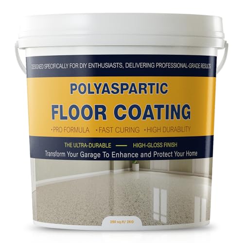 Polyaspartic High Solids Topcoat Coating System - Clear Coating Gloss Finish - 1:1 Mix Ratio - Protection to Adhesion, UV, Abrasion, & Scratches, for Garage, Basement & Concrete Floors - 2 Gallon