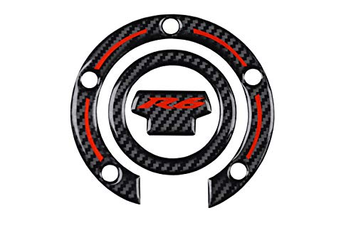 REVSOSTAR Real Carbon Look Gas Fuel Cap, Tank Cap, Tank Protector Pad, Fuel Cap Decal for YZF R6 2001-2015 with Free Random Tankpad