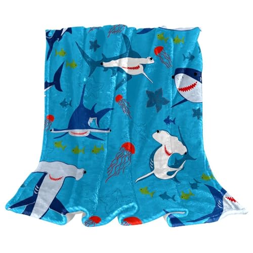 Couverture polaire poisson de mer plaid microfibre chaud jeté de canapé lit