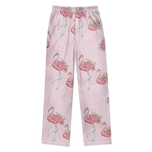 ALAZA Flamingo Flower Blossom Floral Pajama Lounge Pants Long Sleep Pajama Bottoms with Pockets2