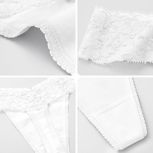 Image of ANNYISON Women's Thongs, T Back Low Waist See Through Panties Cotton Seamless Lace Thongs for Women