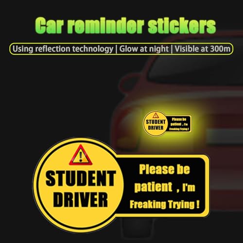 Image of Please Be Patient Student Driver Magnet for Car - Extra Large 9.8 inchx 5.3 inch Reflective Magnetic Car Signs - Waterproof, Windproof, Reusable - New Driver Gifts, Teen Driver Accessories，SoarExcelyy
