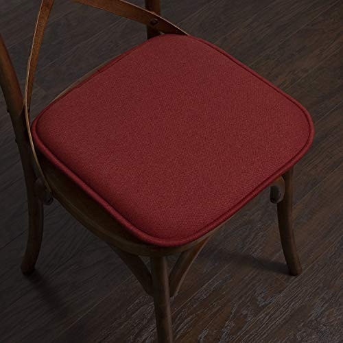 Sweet Home Collection Chair Cushion Memory Foam Pads Honeycomb Pattern Slip Non Skid Rubber Back Rounded Square 16" X 16" Seat Cover, 4 Pack, Charlotte Wine #TOP4