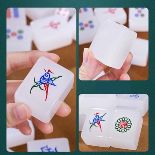 Juego de Mahjong Chino con fichas acrílicas y estuche de aluminio miniatura 5