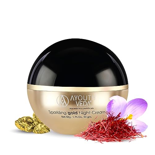 Sparkling Nano Elemental Gold Night Cream| Enriched with 24k Gold & Kashmiri Saffron|Reduces Fine Lines, Improves Skin Firmness| (Luxury Packaging Pack of 1-50g) -  India