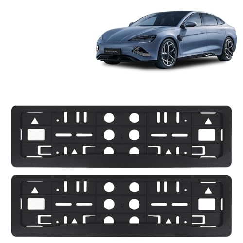 Image of KINGSWAY Seal Car Number Plate Frames for All 2024 Onwards Models of BYD Car Registration Plate Holders, Black Licence Plate Covers (Front and Rear), Universal Size 51.5 x 14.5 cm