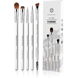 EIGSHOW Juego de 5 brochas para maquillaje de ojos, brocha para delineador de ojos, brocha para cejas, juego de brochas para sombra de ojos (blanco) 5 piezas blanco