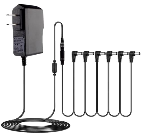 Rockhouse 9V Guitar Pedal Power Supply, 9 Volt 1a AC DC Adapter Pedalboard Charger with 6 Way Daisy...