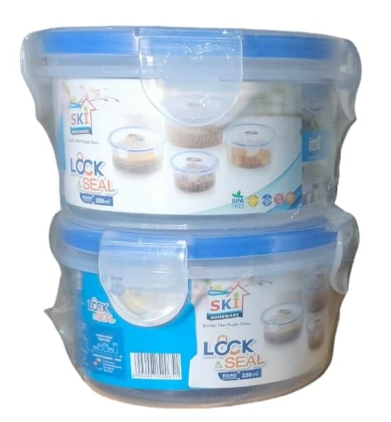 PUSHPA IMPAX Plastic 4Side Locked Airtight Foodgrade Round Container | Navratri Special Lunch| (Pack of 2)-image-27