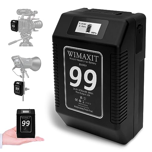 WIMAXIT 99Wh 6700mAh V-Mount batteria con uscite D-TAP/USB-C/A, display LCD BMS controllo Chip V-Lock batteria per Sony Canon fotocamera BMPCC videocamera DSLR Monitor LED