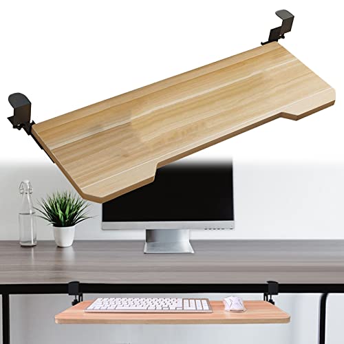 木製 デスクエクステンダー 人間工学 キーボードトレイ 長さ520 650 750mm 幅250mm 疲労を和らげる 机の下 スライド式 後付け キーボードスライダー デスクワーク クランプ式 取り付け簡単 )