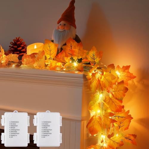 2Pack [8 Lighting Modes & Timer] Fall Decor Maple Leaf