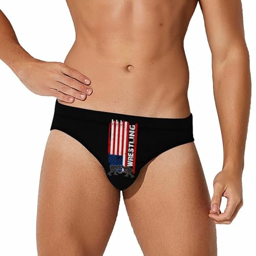 Wrestling Printed Swim Briefs for Men Sexy Bikini Swimwear Elastic Beach Trunks Bathing Suit - Main Image