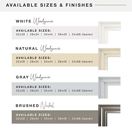 Image of MCS Ezra 34.66x44.66 Large Wall Mirror, White Woodgrain & Beveled Mirror, Vertical & Horizontal Wall Hanging Mirror for Bathroom, Bedroom & Livingroom