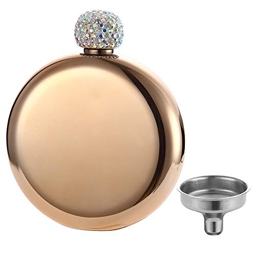 YFS Gold Shot Flask, 5oz 18/8 Stainless Steel Pocket Liquor Flask, Perfect Gift