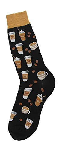 Foot Traffic Men's Novelty Socks, Funny Coffee-Themed Socks, Sizes 7–12