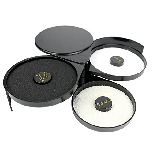 Hotorda 3-Tier Bar Glass Rimmer Bartender Tool with Sponge, 3-Tray Black Plastic Glass Rimming for Cocktails Margaritas Bloody Marys and Gimlets by Hotorda - Used condition - US$7.54