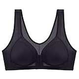 Vertvie Damen Vollschalen Vorne Vershcluss Push Up BH Ohne Bügel Große Größen Sport BH Spitze Sport BH Dünn Funktioneller BH Atmungsaktiv Minimizer BH T-Shirt BH Bustier (Schwarz, 90C)