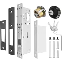 Storefront Door Mortise Lock 1-1/8" Door Locks with Backset Deadbolt & Double Keyed Cylinder Combo Lock Aluminum