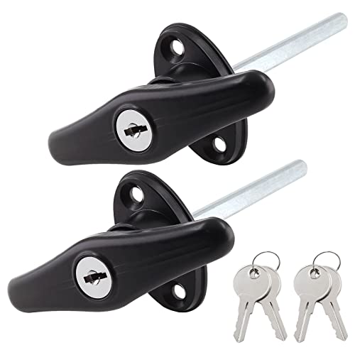 Qjaiune Truck Cap Locking T-Handles 2 Pack Camper Topper Lock, Camper Shell Locks And Keys T-Handle Canopy Replacement Lock, Black T Handle Garage Lock Blind Mount Locking T-Handle Leer Lock #TOP1