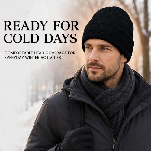 Image of Yacht & Smith Black Beanie Winter Hats in Bulk for Adults, Wholesale Value for Donations