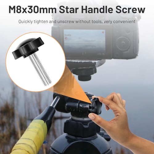 GlasFlength 15 Stück Sterngriffschraube M8x30mm Rändelschraube Sterngriffmutter Sternkopfschraube Flügelschraube M8 für Werkzeugmaschine Maschine Anziehen Geräte Instrumentierung Haushaltsgeräte