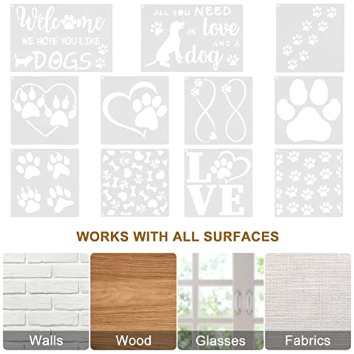 Prasacco 11pcs Paw Painting Stencils,Reusable Dog Paw Print Templates Plastic Assorted Size Dog Trail Stencils with Metal Open Ring for DIY Scrapbooks Painting on Wood Wall Home Decor Supplie - Image 4
