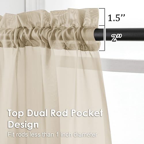 Image of OVZME Tapue Sheer Curtains 78 Inches Long 2 Panels - Soft Light Filtering Window Sheer Panels for Living Room /Bedroom, Top Dual Rod Pocket, 1 Pair, Each 42Wx78L Inches