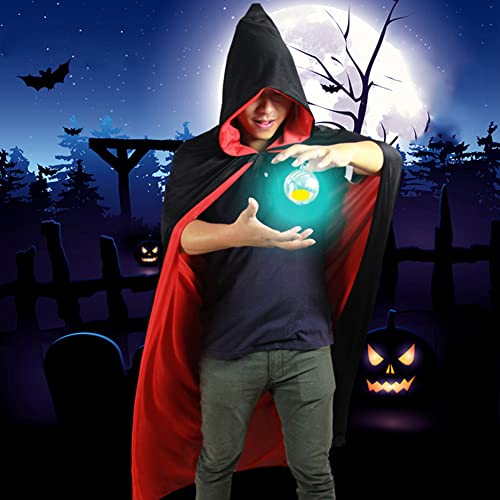 XINCHIA Halloween Vampire Cloak Vampire Capes Unisex Hooded Reversible Cape Vampire Witch Capes Black Red Devil Cape Wizard Cloak Robe Cosplay Cloak for Adult or Child Kids Party Cosplay Costumes - Image 3