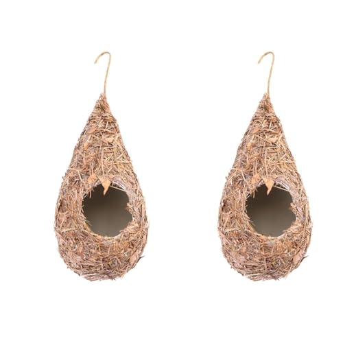 Image of balacoo 2 Pcs Simulation Straw Bird Nest for Cage, Cozy Winter Bird House, Hanging Bird House for Parakeet Dove Canary Cockatiel, Outdoor Bird Winter Shelter