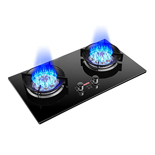 Estufa De Gas De 2 Quemadores, 8,5 KW, 9 Cavidades, Fuego Alto, Temporizador De 180 Minutos, Soporte For Ollas De Hierro Fundido Y Vidrio Templado Negro, Estufa Independiente For Acampar Al Aire Libre