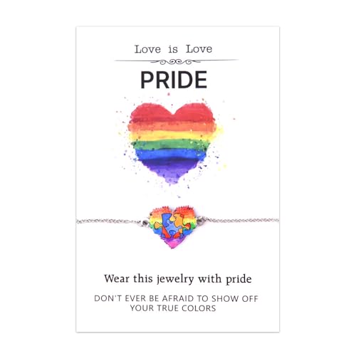 Sudaporn レインボー LGBTQ ブレスレット プライド 月 ギフト レズビアン バイセクシャル トランスジェンダー LGBT 彼女 妻 友人 遠距離ギフト レインボー ハート プライド ブレスレット LGBTQ アクセサリー スタッファー