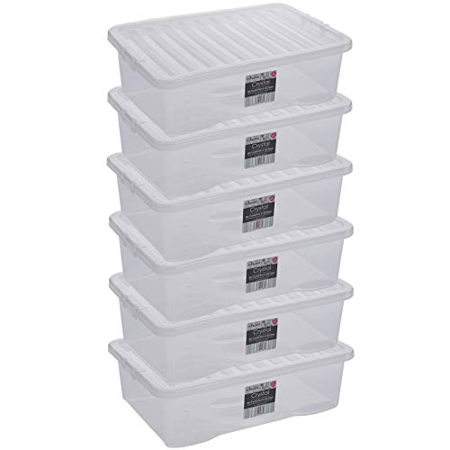 Pack de 6 cajas bajo cama con tapa, 32 L, 60 x 40 x 18 cm