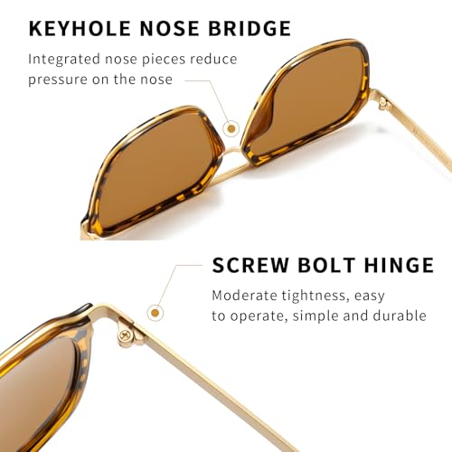 Image of Oversized Retro Aviator Sunglasses for Men Polarized Trendy Rectangle Shades 80s 90s Sun Glasses