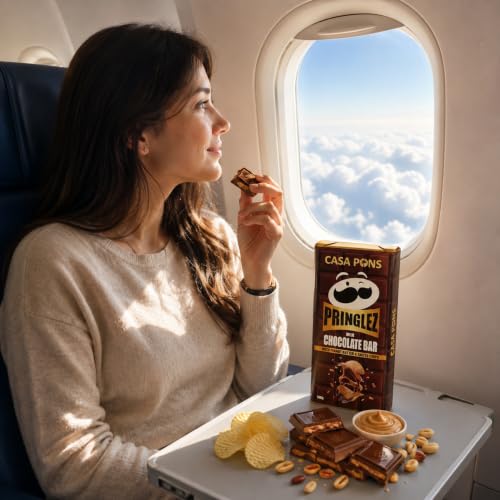 Image of PRINGLEZ - Casa Pons Milk Chocolate Bar With Peanut Butter & Salted Chips (140g) By COUGAR | Creamy Milk Chocolate With Peanut Butter Filling & Crispy Salted Chips | Gourmet Chocolate Treat - (Imported-UAE)