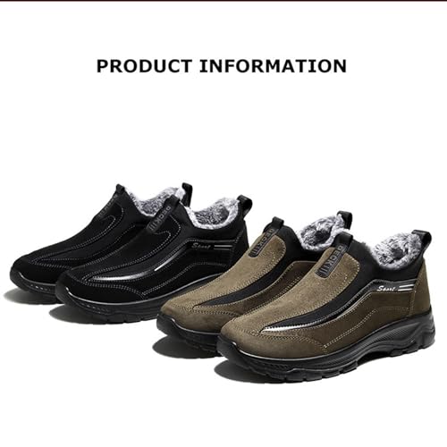 Tokouk Men Keep Warm Slip-On Winter Walking Shoes Fur Lining,Casual And Light Anti-Slip Snow Boots For Old Man Walking.3