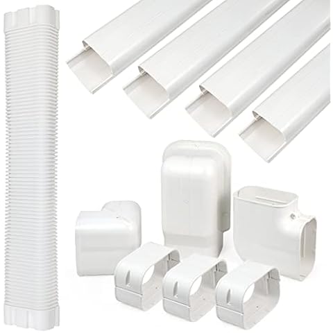 4" 14 Ft PVC Decorative Line Set Cover Kit Pro Series for Air Conditioners and Heat Pumps Decorative Tubing Cover,Ductless Mini Split Air Conditioners,No Other Parts Needed, White Cover