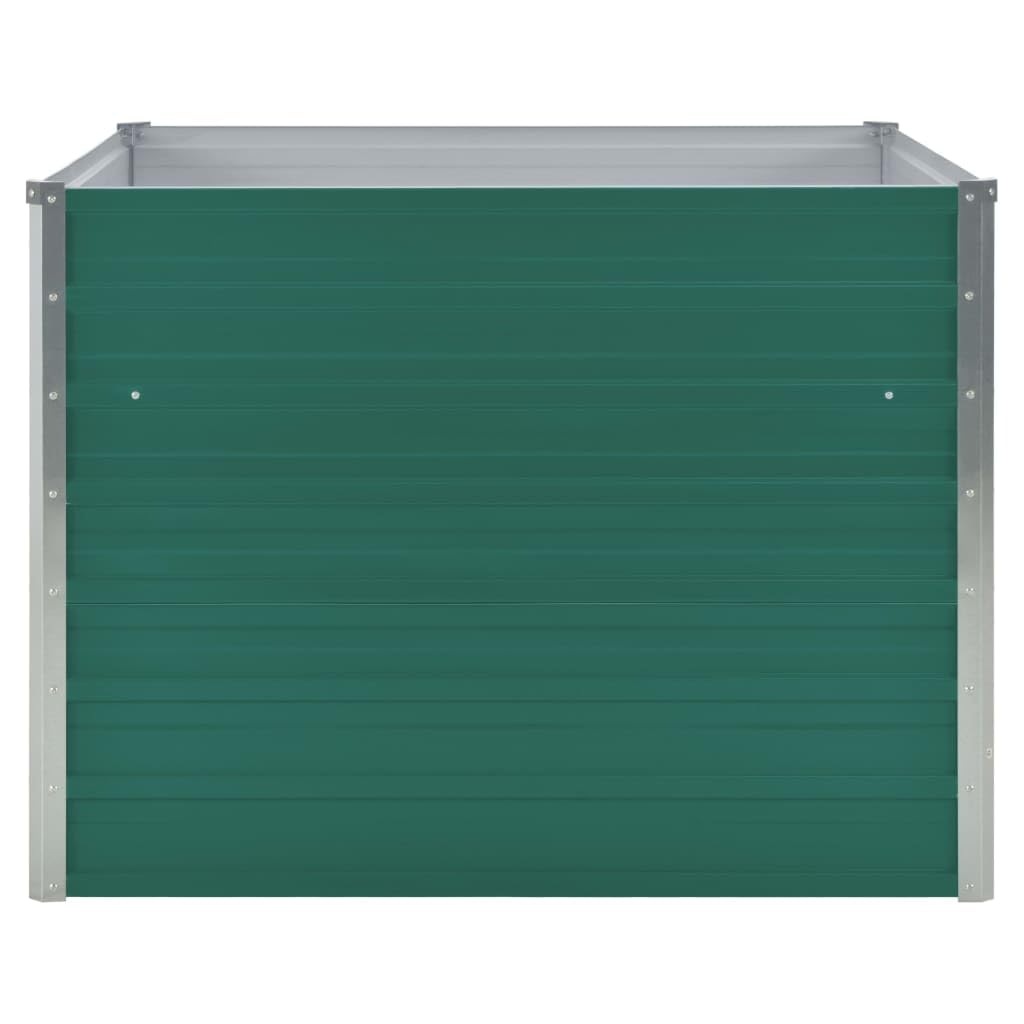 Jardinera de acero galvanizado verde 100 x 100 x 77 cm con suelo abierto – robusta maceta para jardín, balcón y terraza, drenaje óptimo y bordes seguros