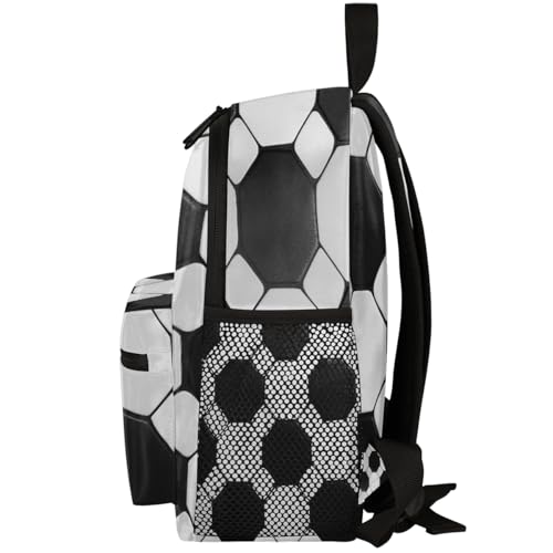 Image of Toddler Sports Backpack for Boys Girls,12 Inch Kids Backpack for Preschool Kindergarten Elementary,Lightweight Small Bookbag with Chest Strap for Daycare Travel,Black White Soccer Ball Texture