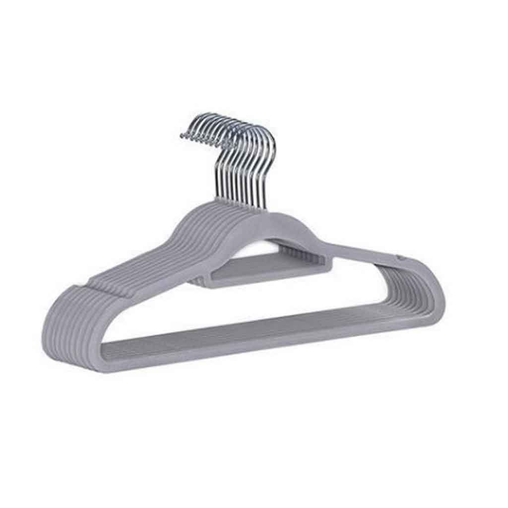 MOBYGKFY 10Pcs Flocking Surface Nonslip Space Saving Coat Hanger for Closet Storage Clothes Hanger Hanger Hook(Svart)