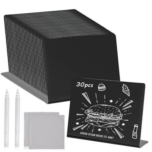 Mini Tableau Noir Etanche Mini Ardoise Sécurité Mini Panneau Daffichage 30pcs Ardoise Noire 10x7.5cm Réutilisée Effacable pour Buffet Mariage Boulangerie...
