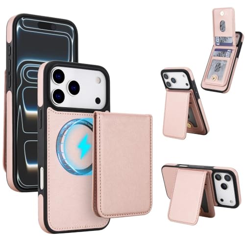 Étui portefeuille iPhone 15 Pro en cuir rose pour vos sorties quotidiennes