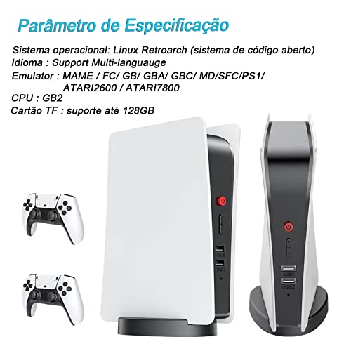 WormeKite 4K Joystick PS5 para dois jogadores, console sem fio independente com som, 10.000 jogos co