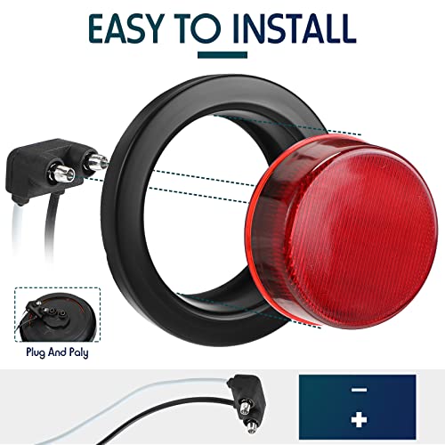 Retisee 16 Pcs 2.5" Round Clearance Lights 13 Led Front Rear Side Marker Indicators Lights Waterproof 12V Sealed Flush Mount Marker Lights For Truck Rv Car Bus Trailer Van Caravan Boat (Red, Amber) #TOP3